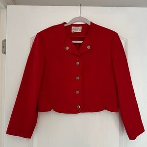 Vintage Pendleton Red Women's Blazer with Button Accents, Virgin Wool